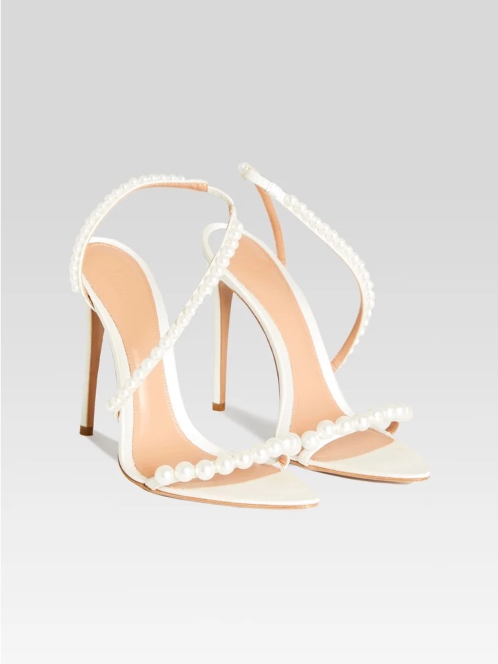 Retrofete White Pearl-Strap Stiletto Sandals